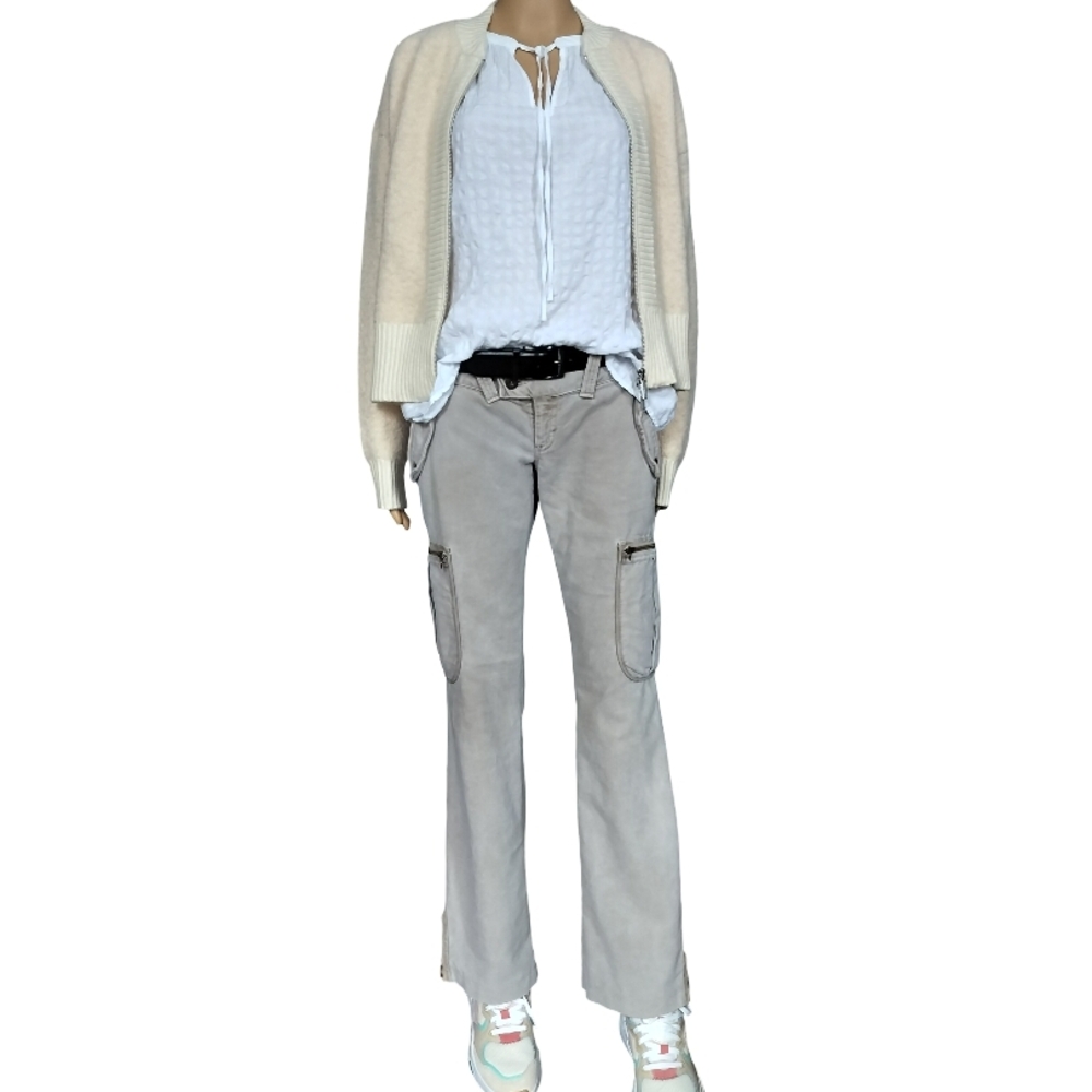 Women's Beige Corduroy Cargo Pants Size 2 - Picture 9 of 9